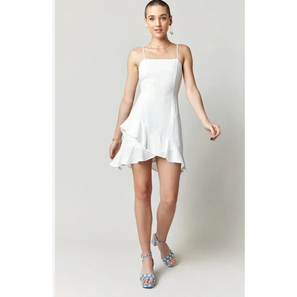 Francesca’s Wyonnah by Blue Rain Back Tie Ruffle White Mini Dress. Sz XL‎ M0262 - Picture 1 of 9